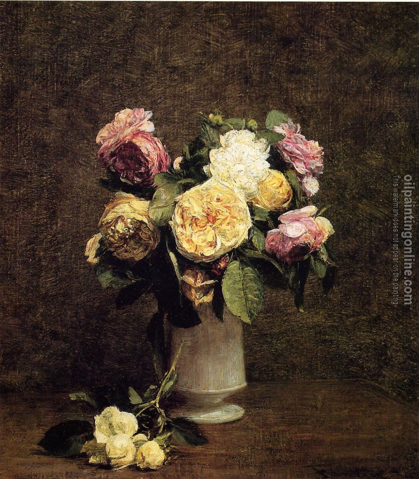 Fantin-Latour, Henri - Roses in a White Porcelin Vase